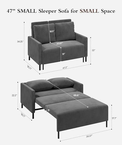 3 in 1 Convertible Sleeper Chair Sofa Bed with Adjustable Backrest, Blue M92497