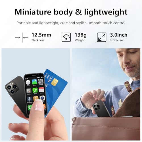 Mini Phone 4G Unlocked Small Smartphone 3.0" Touch Screen Dual SIM 2GB+16GB Black P776944