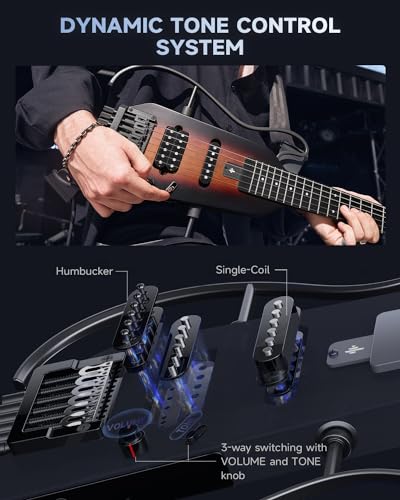 Donner HUSH-X Electric Guitar Kit - Featherlight Travel Guitar, Mahogany Solid Body, Metallic White A941