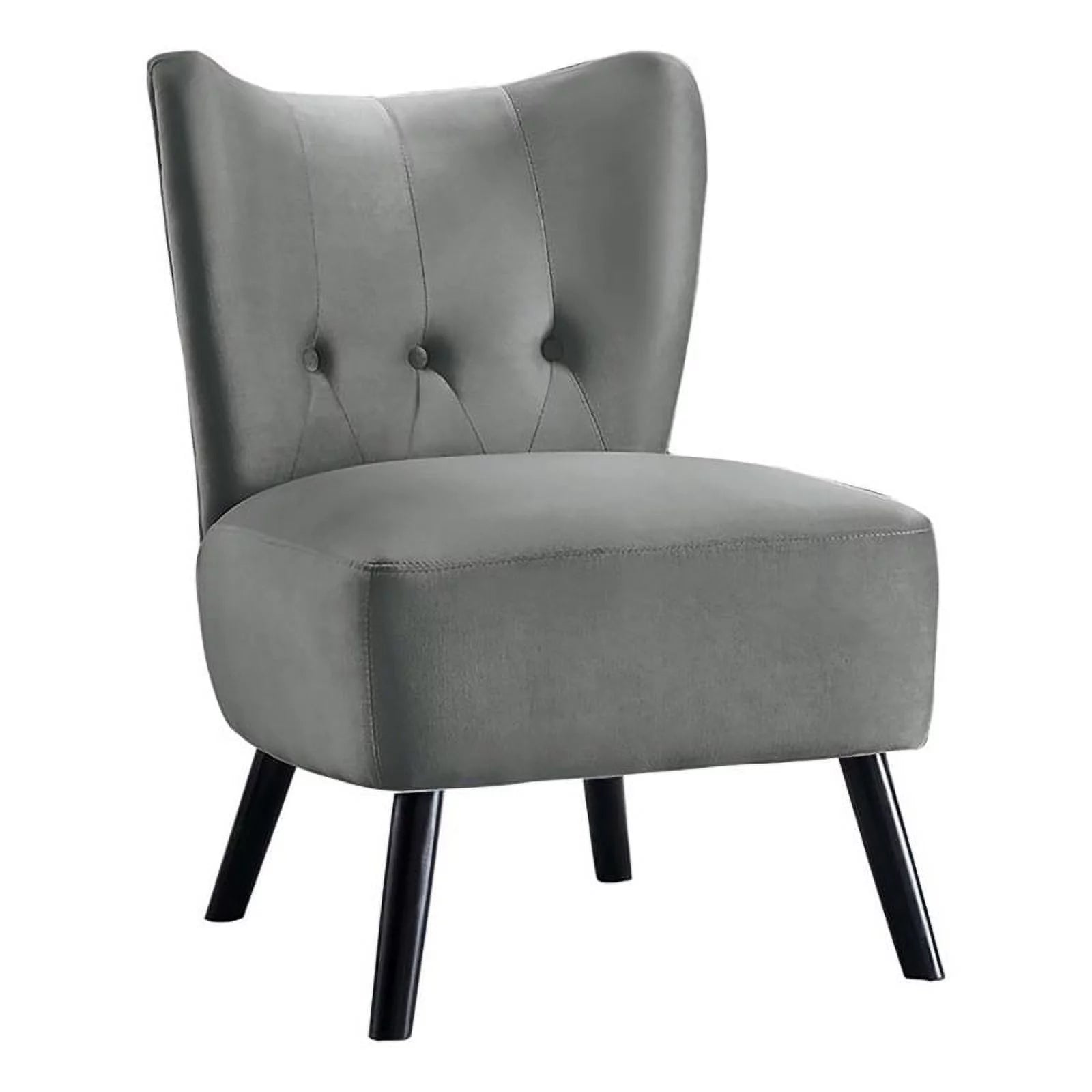 Pemberly Row 18.5" Contemporary Velvet Upholstered Accent Chair in Gray