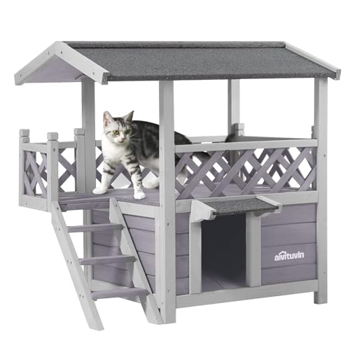 Aivituvin Cat House Outdoor Indoor Insulated Shelter with Escape Door R3178