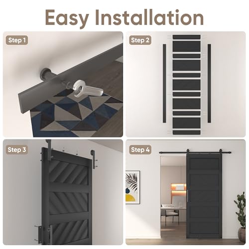 JUBEST 36" x 84" Sliding Barn Door Kit with Hardware, Black R91690