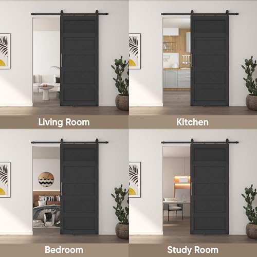 JUBEST 36" x 84" Sliding Barn Door Kit with Hardware, Black R91690