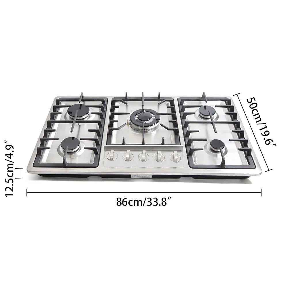 WUZSTAR Built-In 5 Burner Gas Cooktop, Stainless Steel Z553035