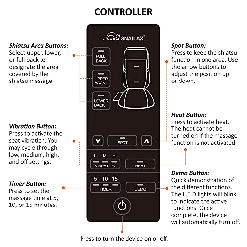 Snailax Shiatsu Massage Cushion with Heat for Home Office I743