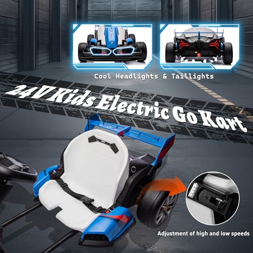 FORESEE 36V BMW Licensed Kids Electric Go Kart, Battery Powered Ride On Toy with Adjustable Seat, Black F2952