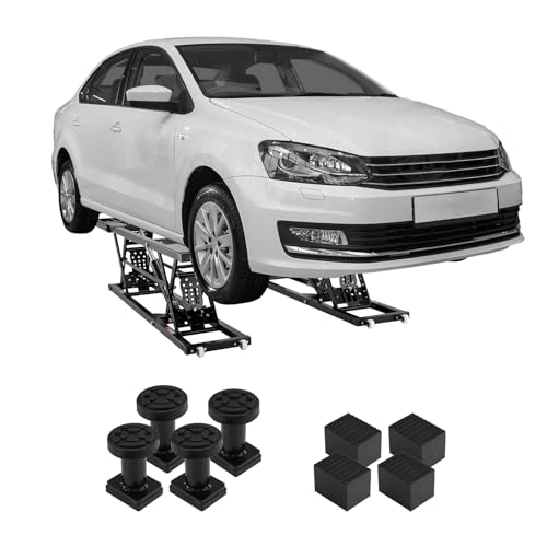 VEVOR Portable Car Lift - 5,000 LBS Capacity, Extended-Length Plates, 25.6" Max. Height, Heavy-Duty Carbon Steel Truck Lift with 120V Power Unit