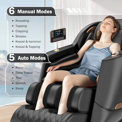 Culanta Massage Chair Full Body Zero Gravity SL-Track Shiatsu Recliner with Airbags and Heating (U1-Black) B954830