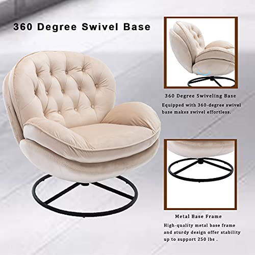 Baysitone Velvet Swivel Accent Chair with Ottoman Set, Modern Lounge Chair, Fruit Green Q36819