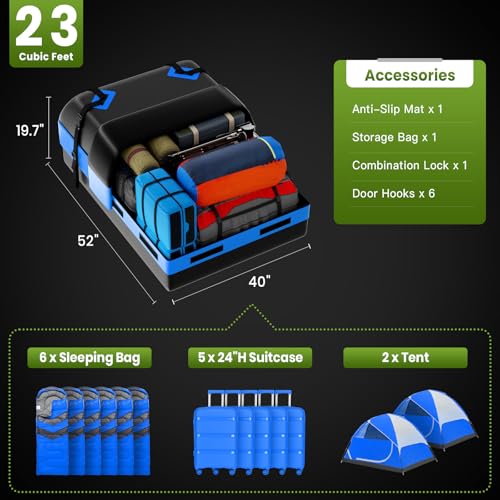 21 Cubic Feet Car Rooftop Cargo Bag Carrier with Waterproof Zip, Blue K43895