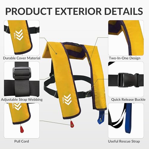 Automatic Inflatable Life Jackets for Adults PFD Low Profile 330lbs U45655