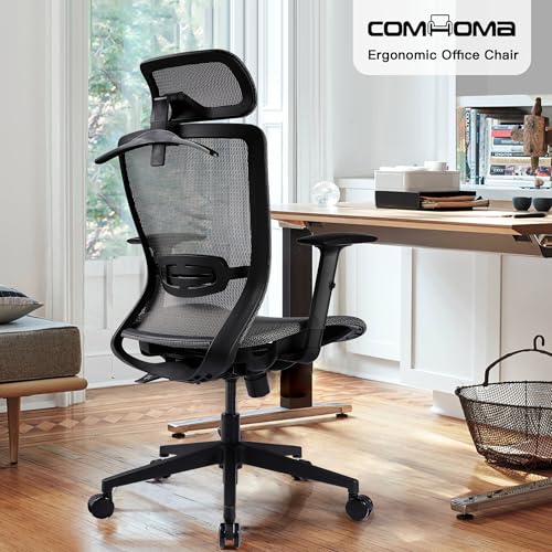 COMHOMA Ergonomic Big and Tall Gaming Chair 350 LBS with Lumbar Support, Black O381