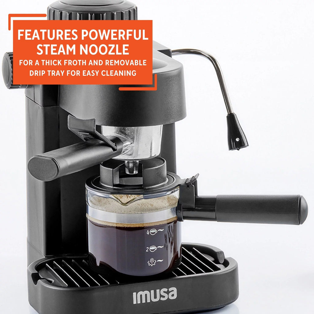 Imusa 4-Cup Electric Espresso Cappuccino Maker 800W Black V8681