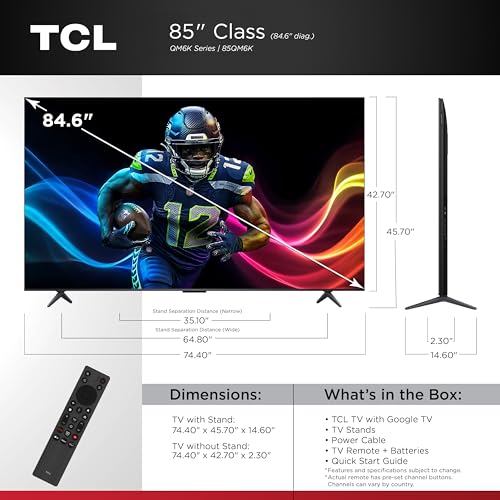 TCL 65-Inch Class QM6K Series QD-Mini LED 4K UHD Google Smart TV K982