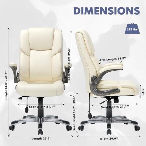 COLAMY Executive Ergonomic Office Chair with Bonded Leather and Flip-up Armrests A775113