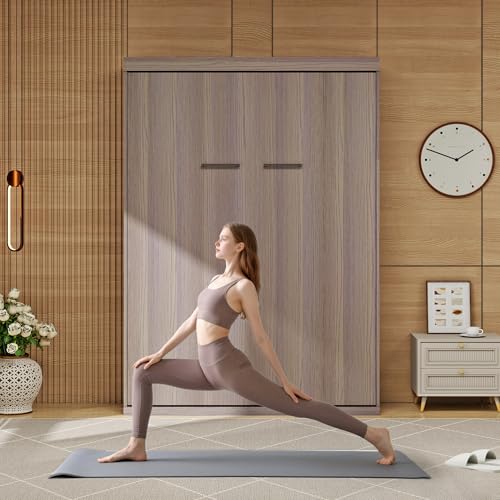 Murphy Bed Full - Space Saving, Convertible Hidden Bed, Brown C7991