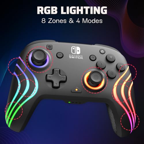 PDP Afterglow Wave Wireless RGB Gaming Controller for Nintendo Switch, Black I1528