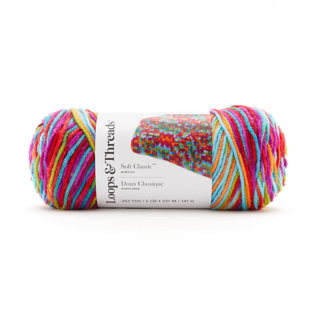 Soft Classic Multi Ombre Yarn by Loops & Threads - Multicolor Yarn for Knitting, Crochet, Weaving, Arts & Crafts - Fiesta, Bulk 12 Pack