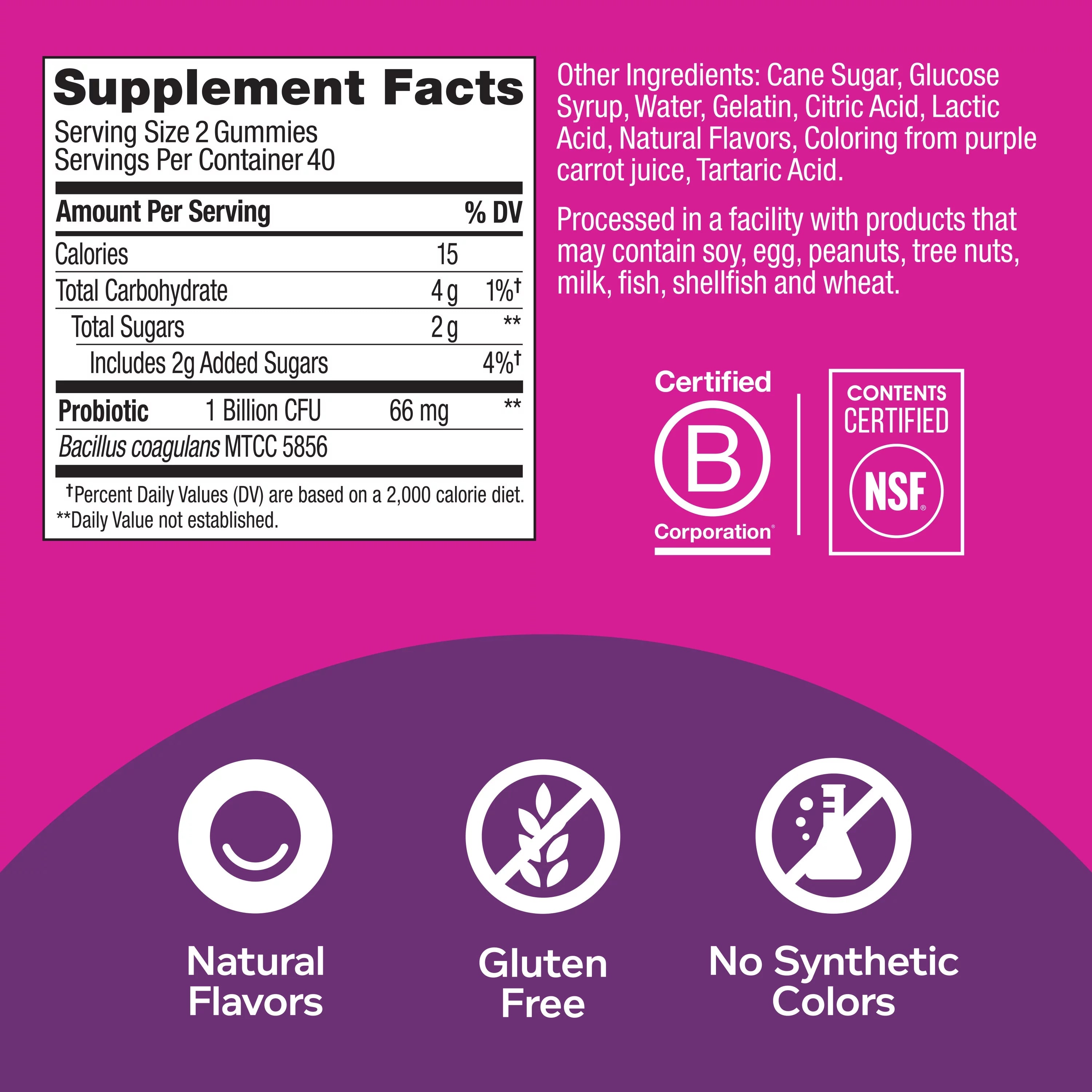 OLLY Probiotic Gummy, Berry, 80 Ct Z506
