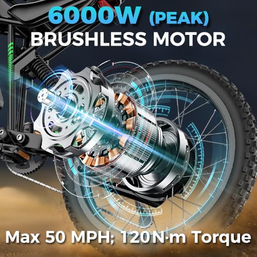 6000W Electric Dirt Bike for Adults, 60V 25Ah Removable Battery, Full Suspension U76650