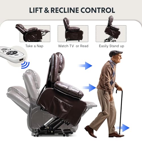 FLEXISPOT XL31 Power Lift Recliner Chair for Elderly, Electric Massage & Heat, PU Leather, Black C786106