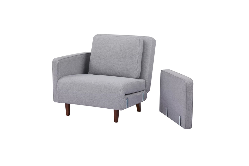 Artdeco Home Panama Polyester Convertible Futon Sofa Chair Light Gray N140