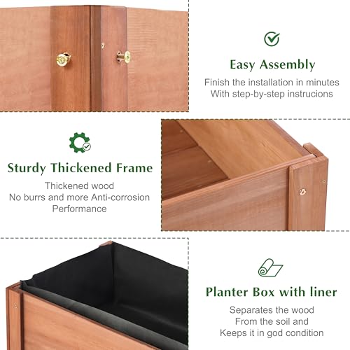 Raised Garden Bed with Legs 40x20x31 Outdoor Wood Planter Box N314255