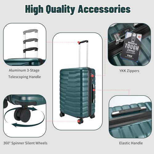 Lightweight 3-Piece Hardshell Luggage Set with Spinner Wheels & TSA Lock, Light Avocado Green B502471