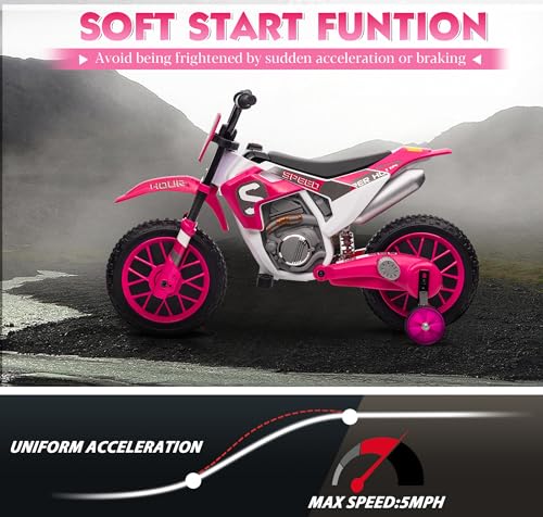 TOBBI Kids 12V Electric Ride-On Motorcycle Dirt Bike for Toddlers, Blue E552