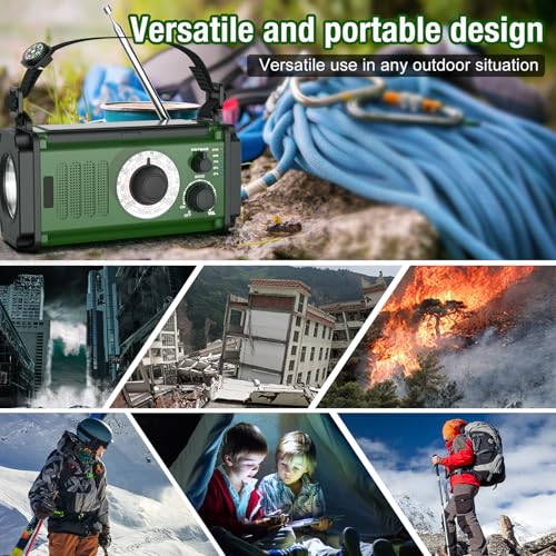 Emergency Radio 37000mWh Hand Crank Solar NOAA AM/FM Weather with Flashlight Power Bank W636