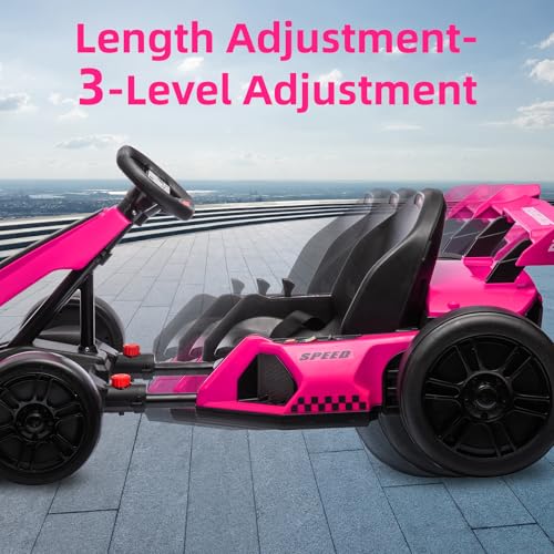 24V Kids Go Kart 300W Electric Drift Kart Car with Adjustable Seat, White X99654