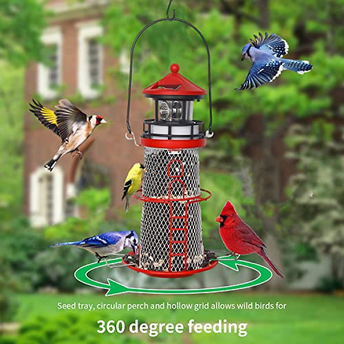 Solar Bird Feeder Lighthouse with Rotating LED Light, Blue G1024