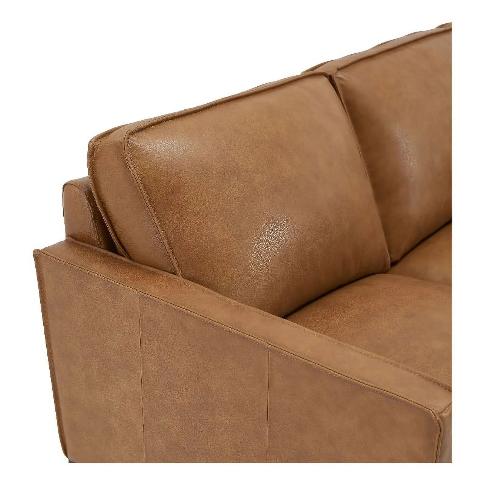 Leather Lusso Grayson Genuine Leather Sectional Right Arm Loveseat Camel E888