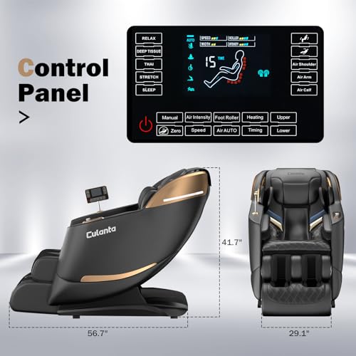 Culanta Massage Chair Full Body Zero Gravity SL-Track Shiatsu Recliner with Airbags and Heating (U1-Black) B954830