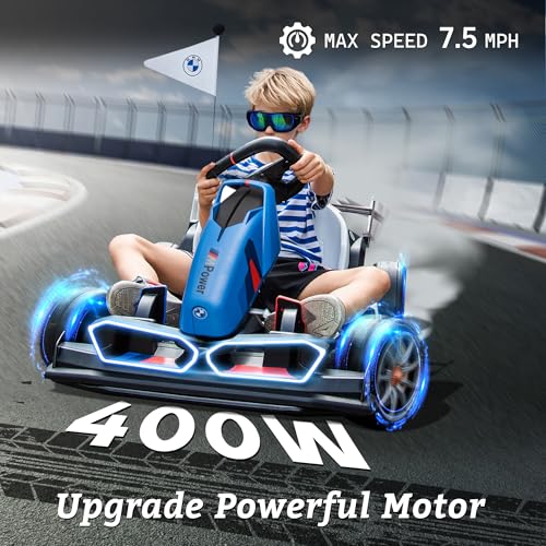 FORESEE 36V BMW Licensed Kids Electric Go Kart, Battery Powered Ride On Toy with Adjustable Seat, Black F2952