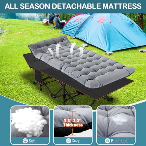 NAIZEA Folding Camping Cot for Adults, Adjustable Reclining Chair N72576