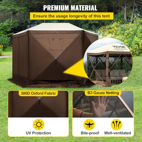 VEVOR Pop Up Gazebo Screen Tent 10x10ft with Mosquito Netting B21209