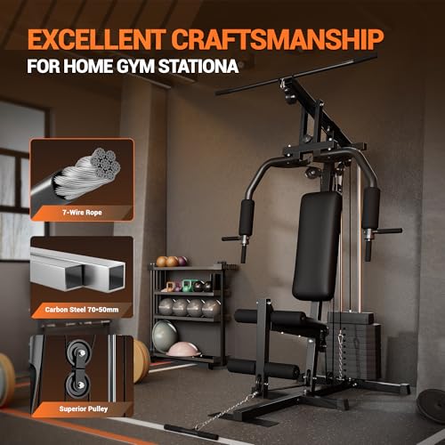 150LBS Home Gym Station with Pulley System for Full Body Strength Training Q31223