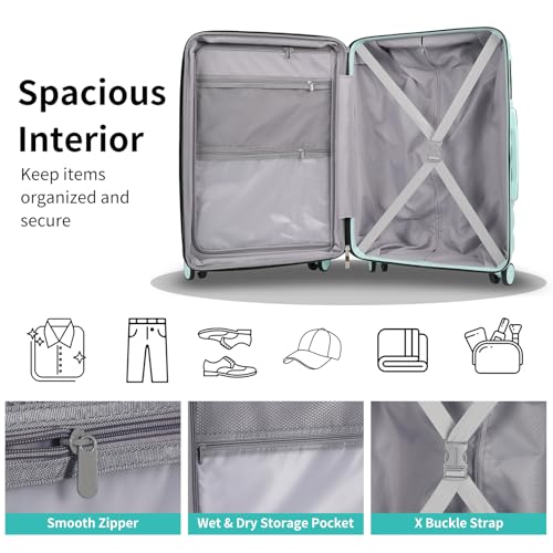 Lightweight 3-Piece Hardshell Luggage Set with Spinner Wheels & TSA Lock, Light Avocado Green B502471