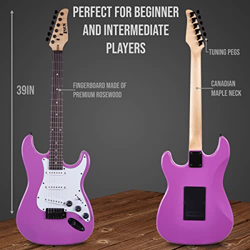 LyxPro Electric Guitar 39" Beginner Starter Kit with 20W Amp, Black B69338