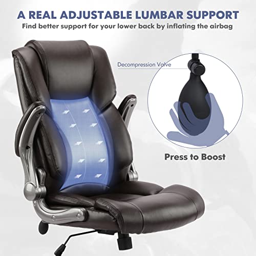 COLAMY Executive Ergonomic Office Chair with Bonded Leather and Flip-up Armrests A775113