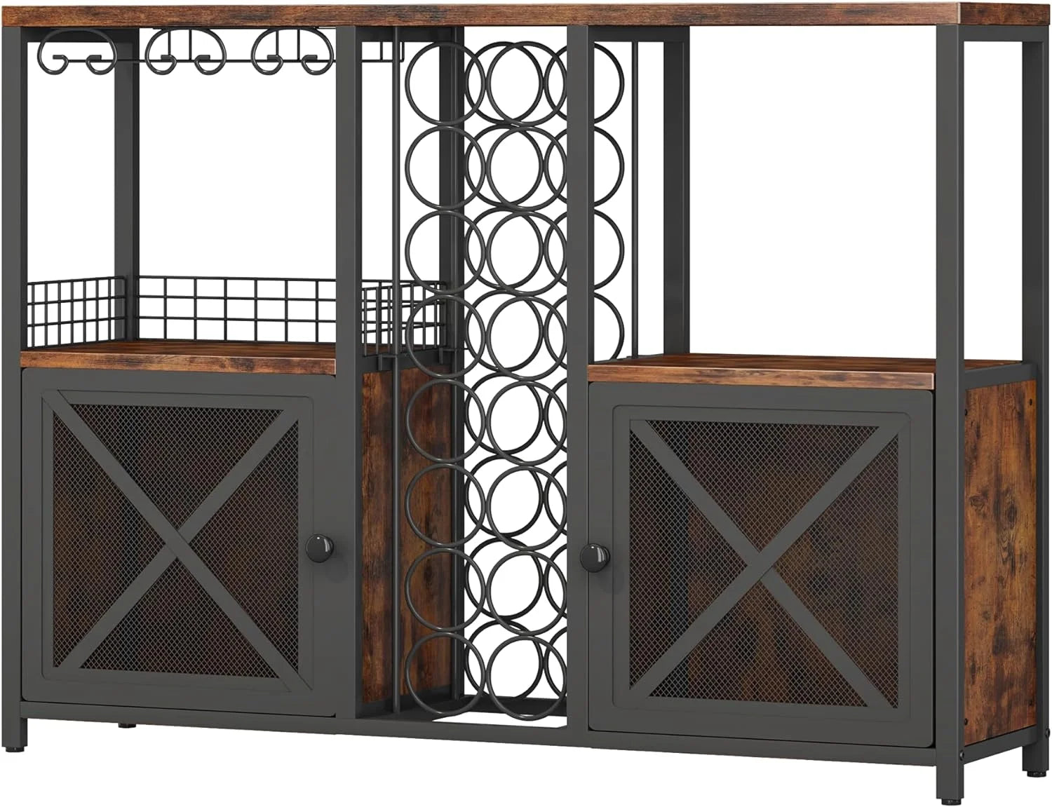 Wooded Coffee Bar Cabinet with Storage Sideboard I2315