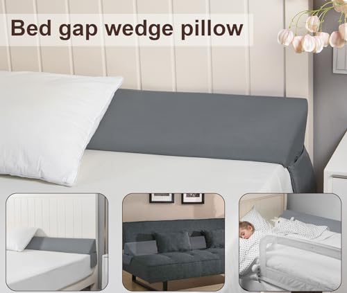 Vekkia King Bed Wedge Pillow for Headboard Mattress Gap Filler, Blue 76"x10"x6" C139495