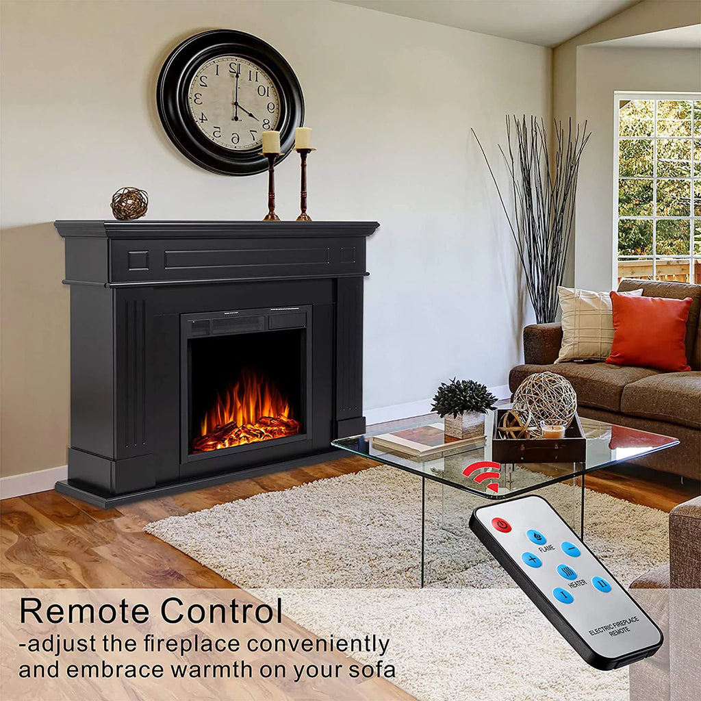 KISSAIR Electric Fireplace Mantel Package with TV Stand, Remote Control, Black F349165