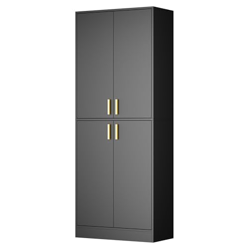 Cozy Castle 71" Tall Kitchen Pantry Cabinet with Doors and Shelves, Gray R70739