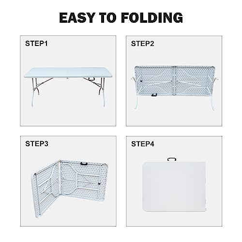 Portable Plastic Folding Table 4ft Heavy Duty Indoor Outdoor Y145657