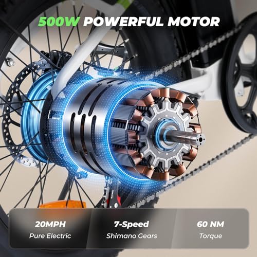 isinwheel U1 Folding Electric Bike, 500W Motor, 20 mph, Black O499