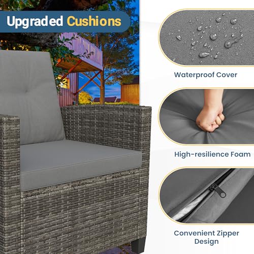 Wisteria Lane 4 Piece Outdoor Patio Furniture Set, Gray Rattan Sofa with Cushion P41861