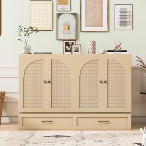 Merax Full Size Murphy Bed Cabinet with Charging Station and Storage Drawer, Gold O7045
