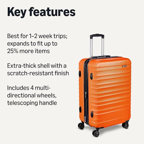 Amazon Basics 21" Hardside Carry-On Luggage with Wheels, Expandable, Black L489